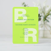 Invitation Citron Vert Gras Gras Initial QR Mariage (Debout devant)