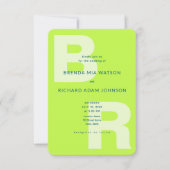 Invitation Citron Vert Gras Gras Initial QR Mariage (Devant)