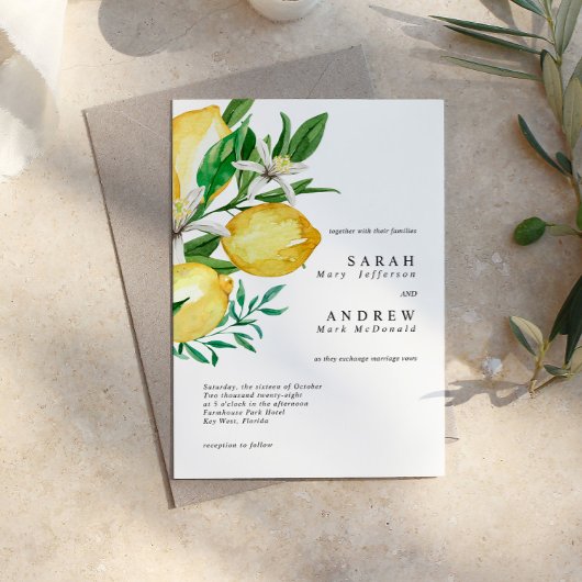 Invitation Citron vert Mariage moderne