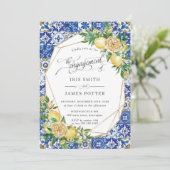 Invitation Citron vert méditerranéen Fiançailles géométrique (Debout devant)