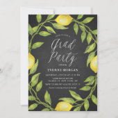 Invitation Citron vert Wreath Rustic Chalkboard Graduation (Devant)