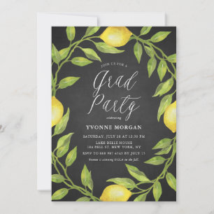 Invitation Citron vert Wreath Rustic Chalkboard Graduation