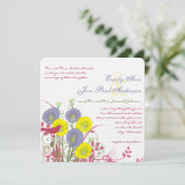 Invitation Citron Violet Jaune Profond rose Fleur Mariage (Debout devant)