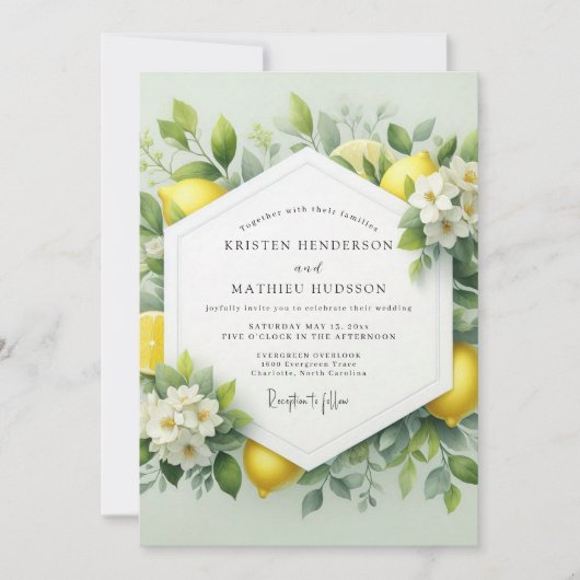 Invitation Citron Zesty Botanical Wedding (Devant)