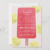 Invitation Citronade rose Popsicle Girl 1er anniversaire (Devant)