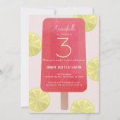 Invitation Citronade rose Popsicle Girl Anniversaire (Devant)