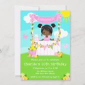 Invitation Citronade rose Stand Anniversaire Fille de peau fo (Devant)