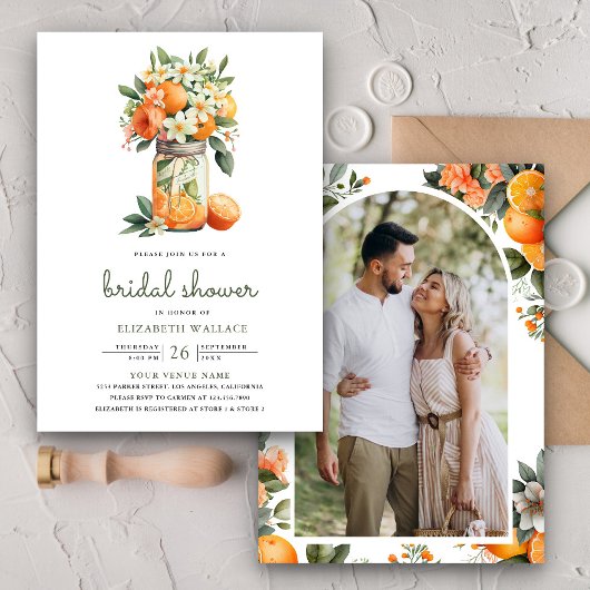 Invitation Citronnade Citrus Orange Pot Mason pour Enterremen