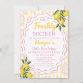 Invitation Citronnade jaune rose fraîche thème d'anniversaire (Devant)