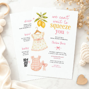 Invitation Citronnade Rose Aquarelle Fantaisiste Bébé Fille