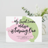 Invitation Citronnade Rose Citron Lime Fruit Premier Anniver (Debout devant)