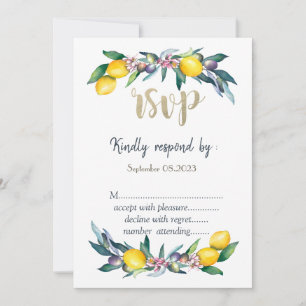 Invitation Citrons à l'aquarelle Olives RSVP