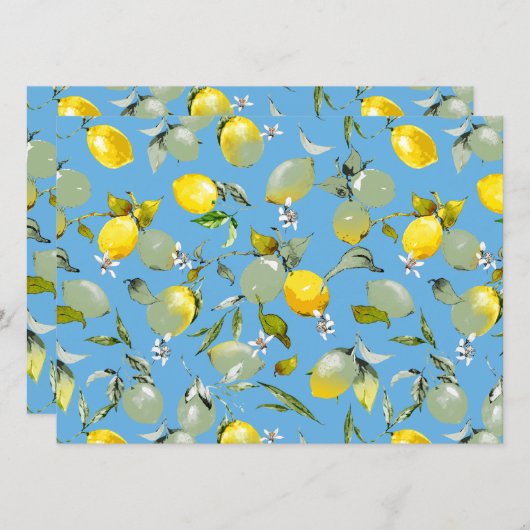 Invitation citrons aquarelle 27 (Devant / Derrière)