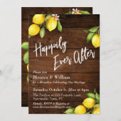 Invitation Citrons aquarelle Bois rustique À tout jamais (Devant / Derrière)