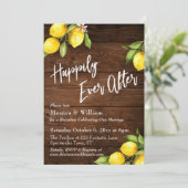 Invitation Citrons aquarelle bois rustique Heureusement à jam (Debout devant)