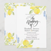 Invitation Citrons aquarelle Mariage (Devant / Derrière)