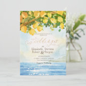 Invitation Citrons aquarelle Océan Mariage (Debout devant)
