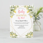 Invitation Citrons Baby shower Fille Rose par courrier (Debout devant)
