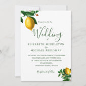 Invitation Citrons botaniques simples Monogramme vert Élégant (Devant)