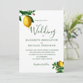 Invitation Citrons botaniques simples Monogramme vert Élégant (Debout devant)