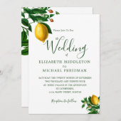 Invitation Citrons botaniques simples Monogramme vert Élégant (Devant / Derrière)