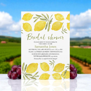 Invitation Citrons Branche d'olive Fête des mariées rustique 