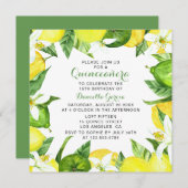 Invitation Citrons citron vert fleurs aquarelle Quinceañera (Devant / Derrière)