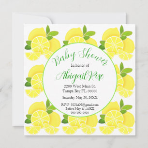 Invitation Citrons citrus tropical jaune BabyDouche