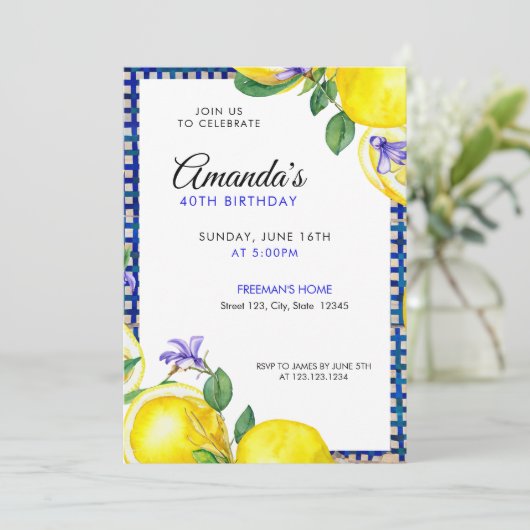 Invitation Citrons d'aquarelle avec Méditerranée 40e annivers (Debout devant)