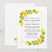 Invitation Citrons d'aquarelle et Mariage de verdure (Devant / Derrière)