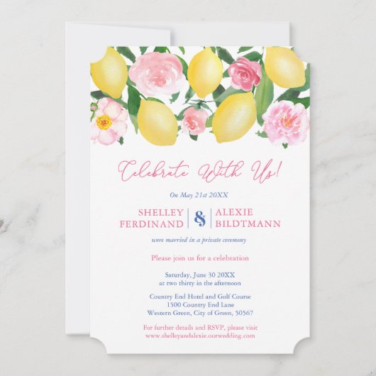 Invitation Citrons de Positano Carreaux Bleus Réception de Ma (Devant)