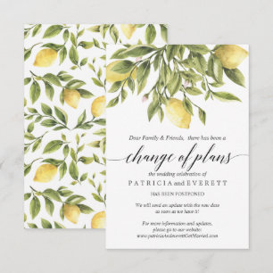 Invitation Citrons d'été et feuillage de mariage Changement d