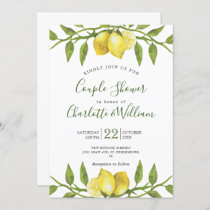 Invitation Citrons doux et verdure Aquarelle Couple Douche