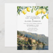 Invitation Citrons du lac de Côme Mariage Italien (Devant / Derrière)