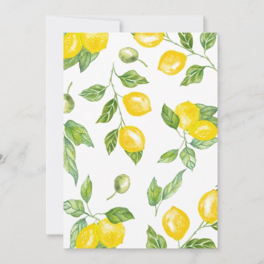 Invitation Citrons en aquarelle pour baby shower (Dos)