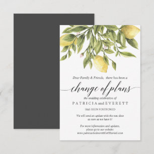 Invitation Citrons et Feuillage Mariage Gris Changement de Pl