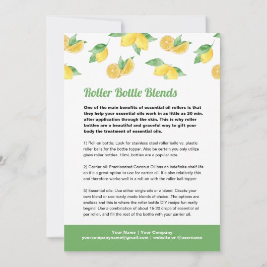 Invitation Citrons et Feuilles Essential Oil Blondolets (Dos)