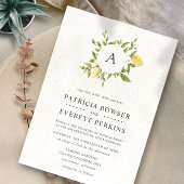 Invitation Citrons et feuilles | Mariage d'aquarelle Monogram