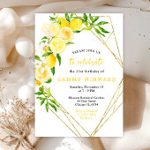 Invitation Citrons et fleurs au feuillage Fête d'anniversaire