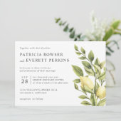 Invitation Citrons et mariage botanique feuille (Debout devant)