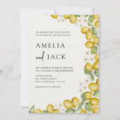 Invitation Citrons et Mariage Floral Aquarelle Moderne (Devant)
