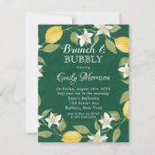 Invitation Citrons et verdure Aquarelle Brunch & Bubbly (Devant)
