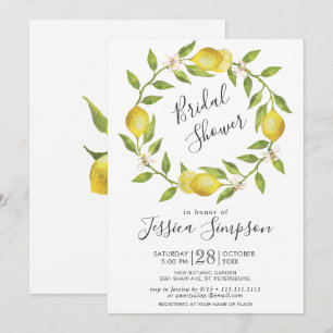 Invitation Citrons Fleurissent Verdure  Lavage de Mariée Aqua