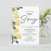 Invitation Citrons Floral Blanc Fête des mariées principale d (Debout devant)