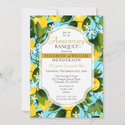 Invitation Citrons Fruit Citron Floral | Mariage Anniversaire (Devant)