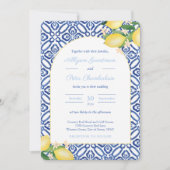 Invitation Citrons italiens Arch Forme Bleu Carreaux blancs M (Devant)