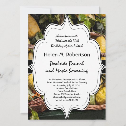 Invitation Citrons italiens élégants dans un panier (Dos)