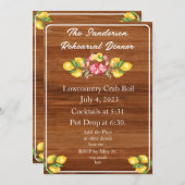 Invitation Citrons jaunes Crabe rouge Bois Lowcountry Invitat (Devant / Derrière)