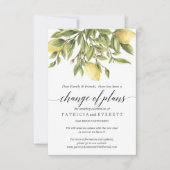 Invitation Citrons jaunes et feuillage de mariage Changement  (Devant)