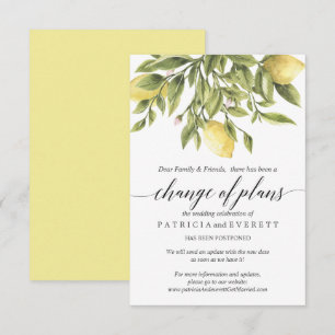 Invitation Citrons jaunes et feuillage de mariage Changement